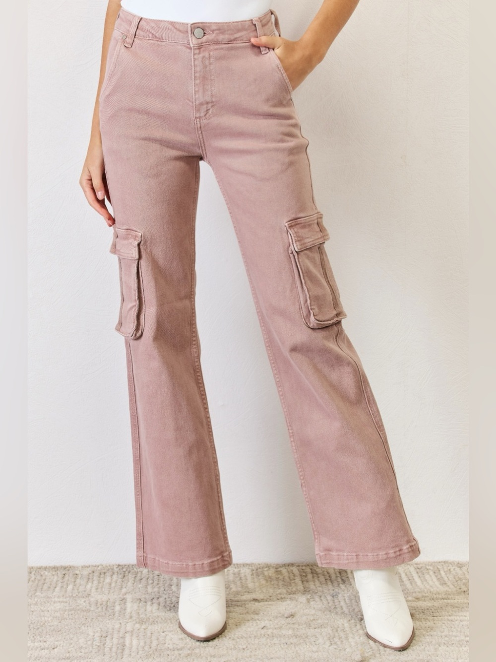 RISEN Full Size High Rise Cargo Wide Leg Jeans